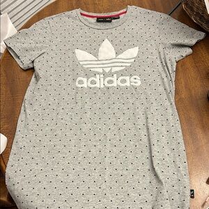 Adidas Originals x Pharrell Williams printed T-shirt dress gray white trefoil